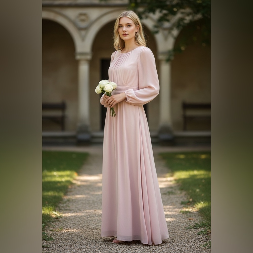 Ever Pretty Blush Long Sleeve Gown size 10